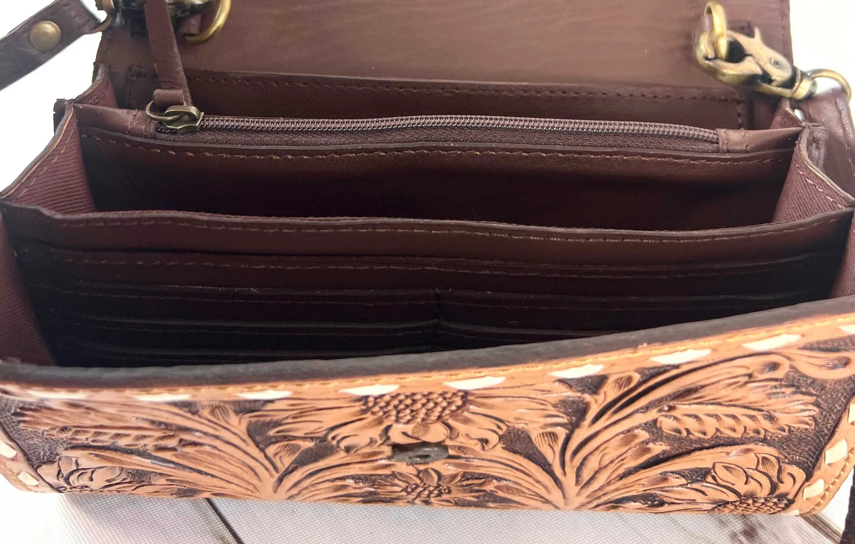 Sunflower Tooled Wallet Carryall Bag