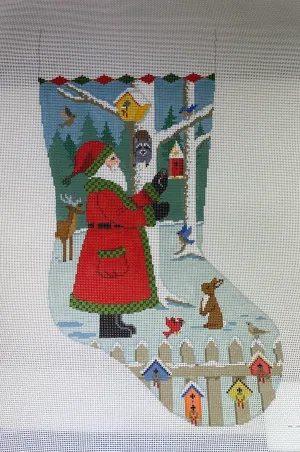 Susan Roberts Needlepoint 3247 Santa with Bird Wreath