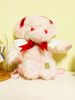 Sweet Lolita Backpack Pink Bow Embroidered Plush Lolita Handbag