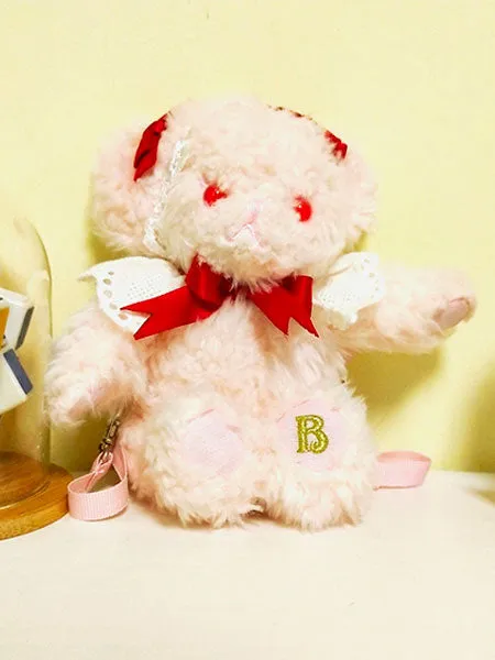 Sweet Lolita Backpack Pink Bow Embroidered Plush Lolita Handbag