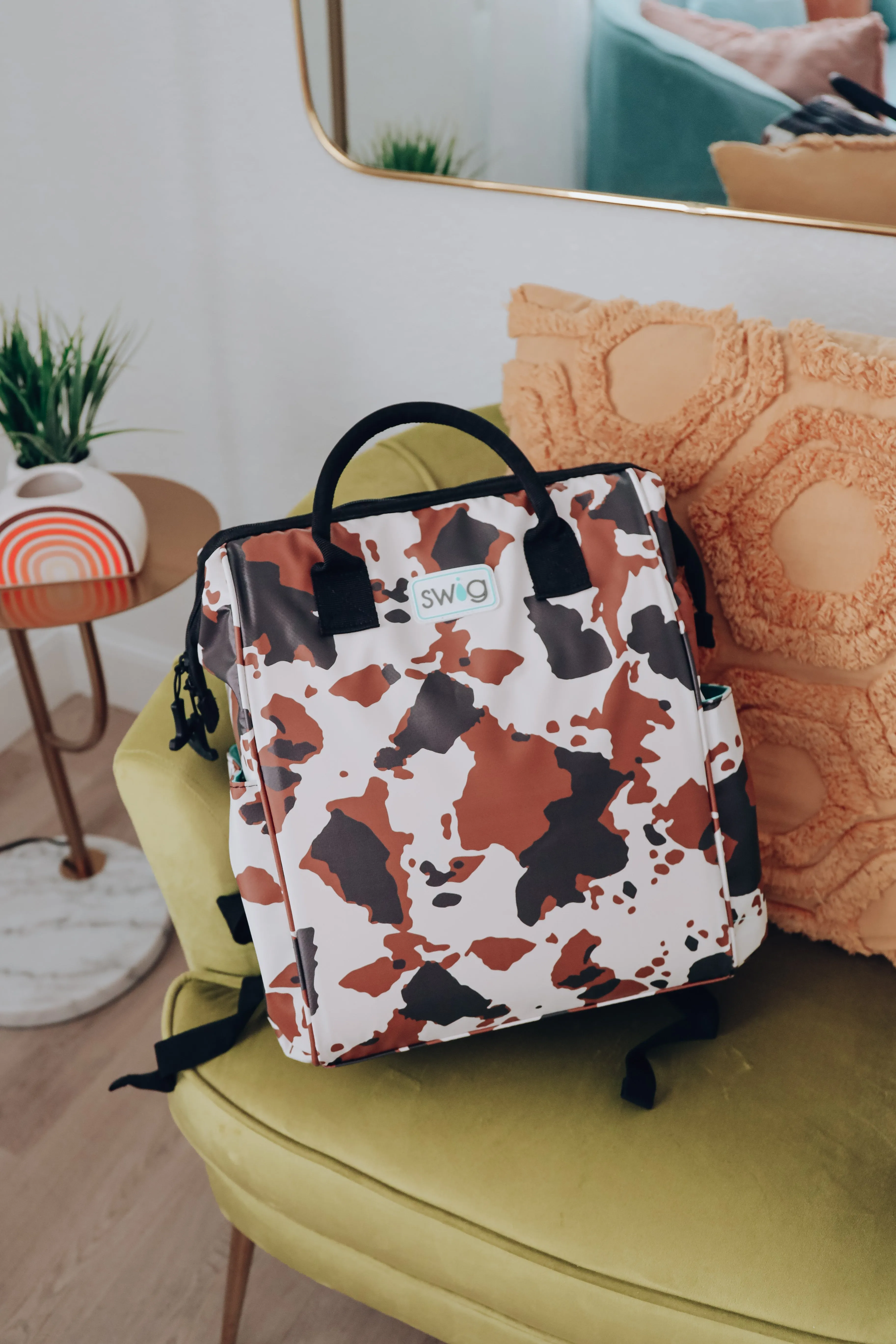 SWIG Cow Print Backpack Cooler