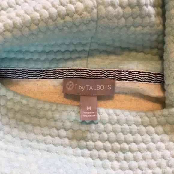 T by TALBOTS BUBBLE JACQUARD QUILTED MOCKNECK PULLOVER