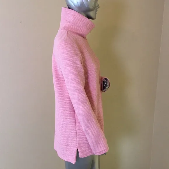 T by TALBOTS BUBBLE JACQUARD QUILTED MOCKNECK PULLOVER