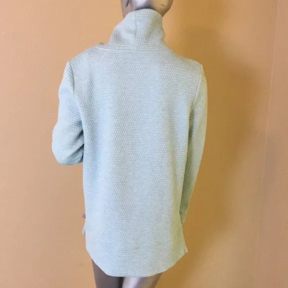 T by TALBOTS BUBBLE JACQUARD QUILTED MOCKNECK PULLOVER