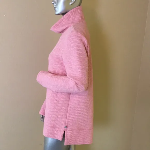 T by TALBOTS BUBBLE JACQUARD QUILTED MOCKNECK PULLOVER