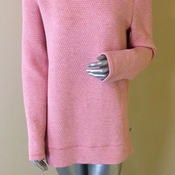 T by TALBOTS BUBBLE JACQUARD QUILTED MOCKNECK PULLOVER