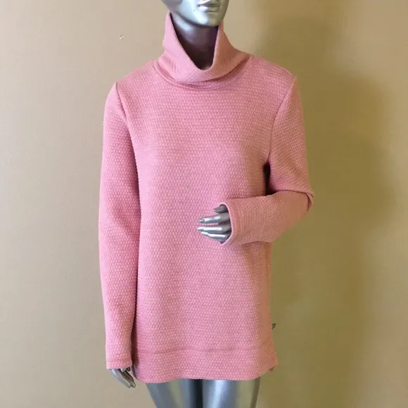 T by TALBOTS BUBBLE JACQUARD QUILTED MOCKNECK PULLOVER