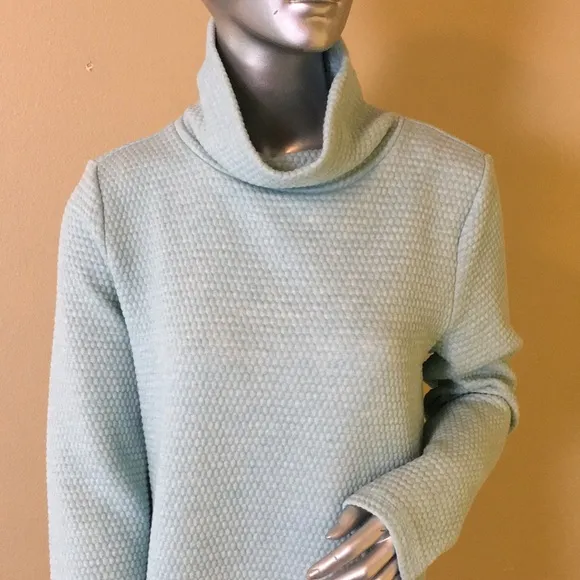 T by TALBOTS BUBBLE JACQUARD QUILTED MOCKNECK PULLOVER
