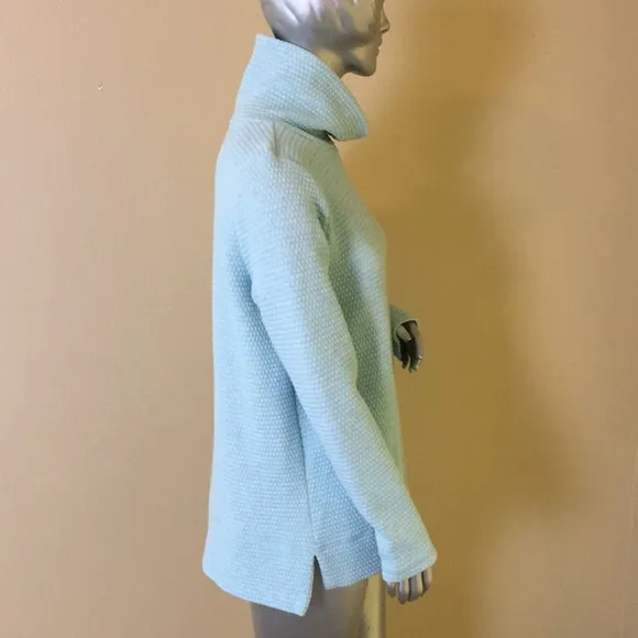 T by TALBOTS BUBBLE JACQUARD QUILTED MOCKNECK PULLOVER
