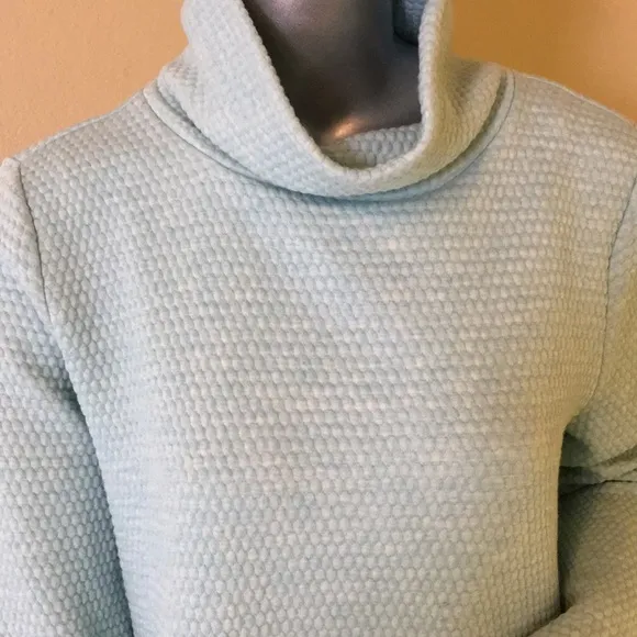 T by TALBOTS BUBBLE JACQUARD QUILTED MOCKNECK PULLOVER