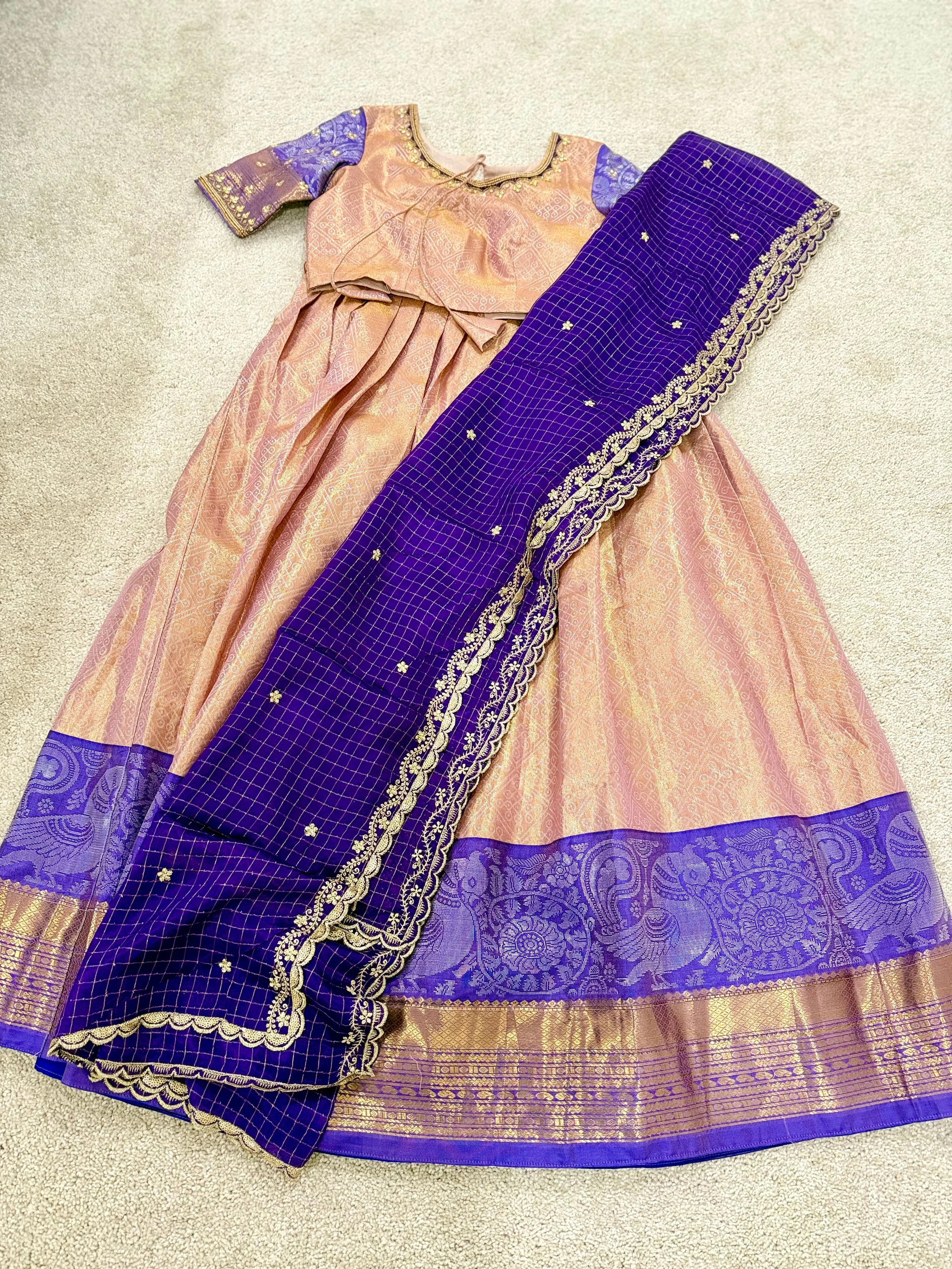 Teen/Adult Large - Semi Kanchipattu Brocade Lehanga Set