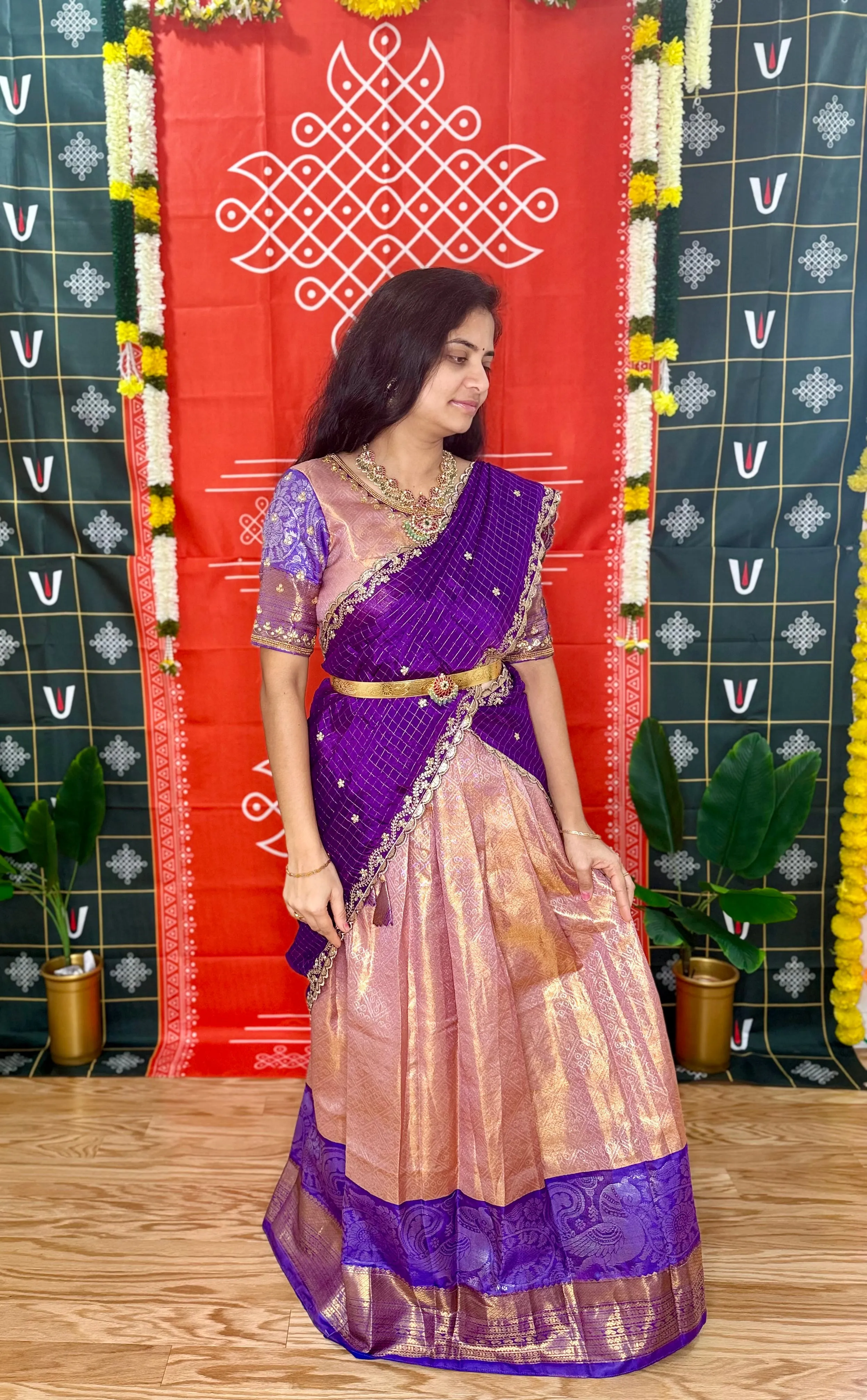 Teen/Adult Large - Semi Kanchipattu Brocade Lehanga Set