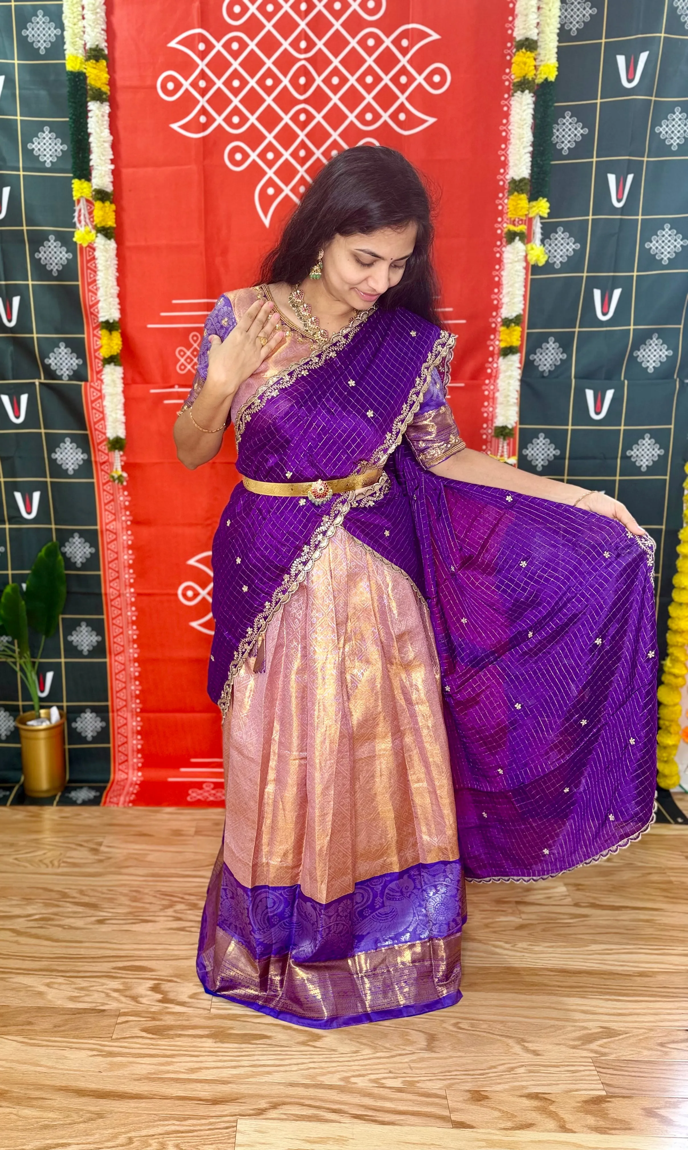 Teen/Adult Large - Semi Kanchipattu Brocade Lehanga Set