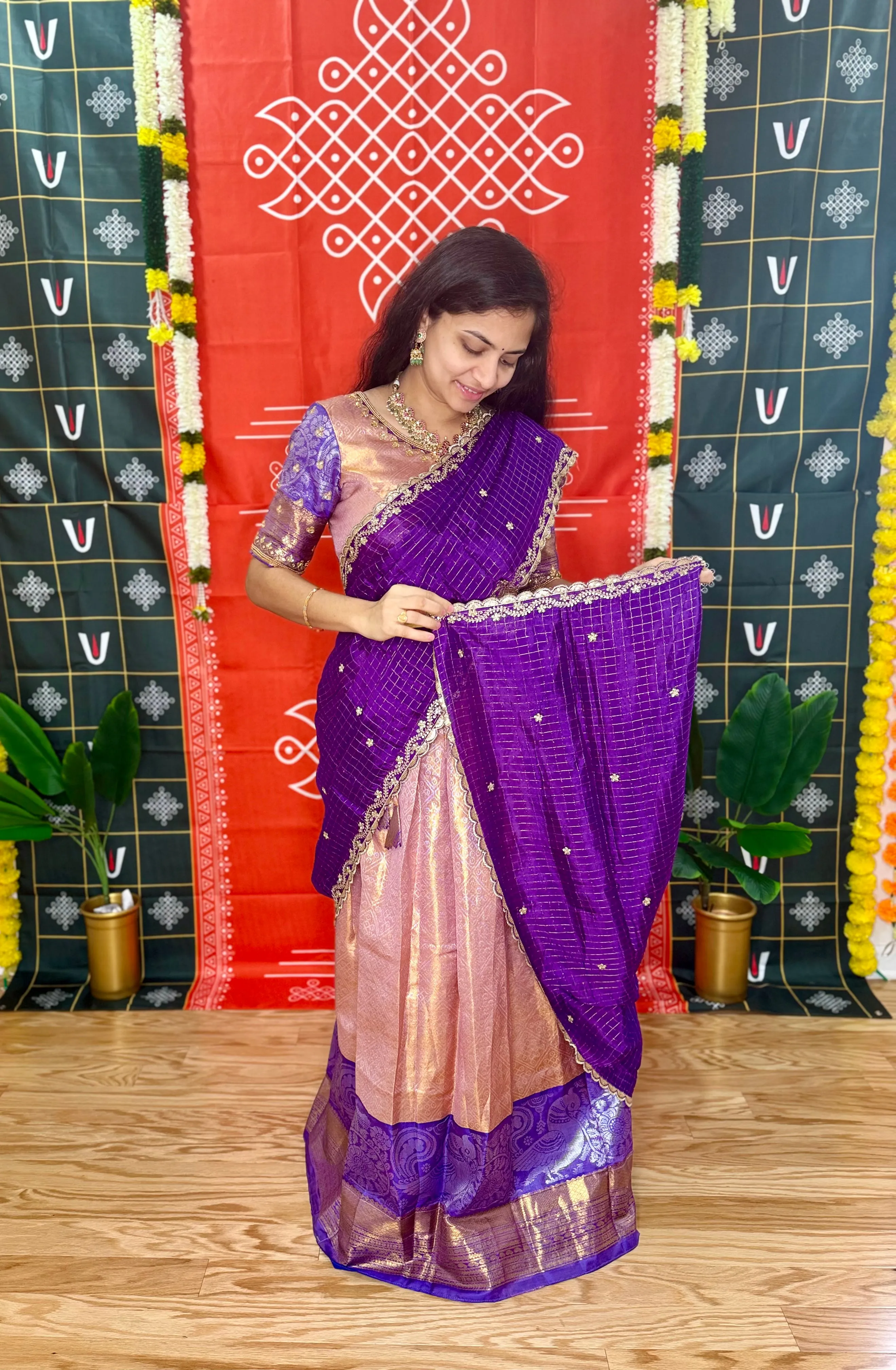 Teen/Adult Large - Semi Kanchipattu Brocade Lehanga Set