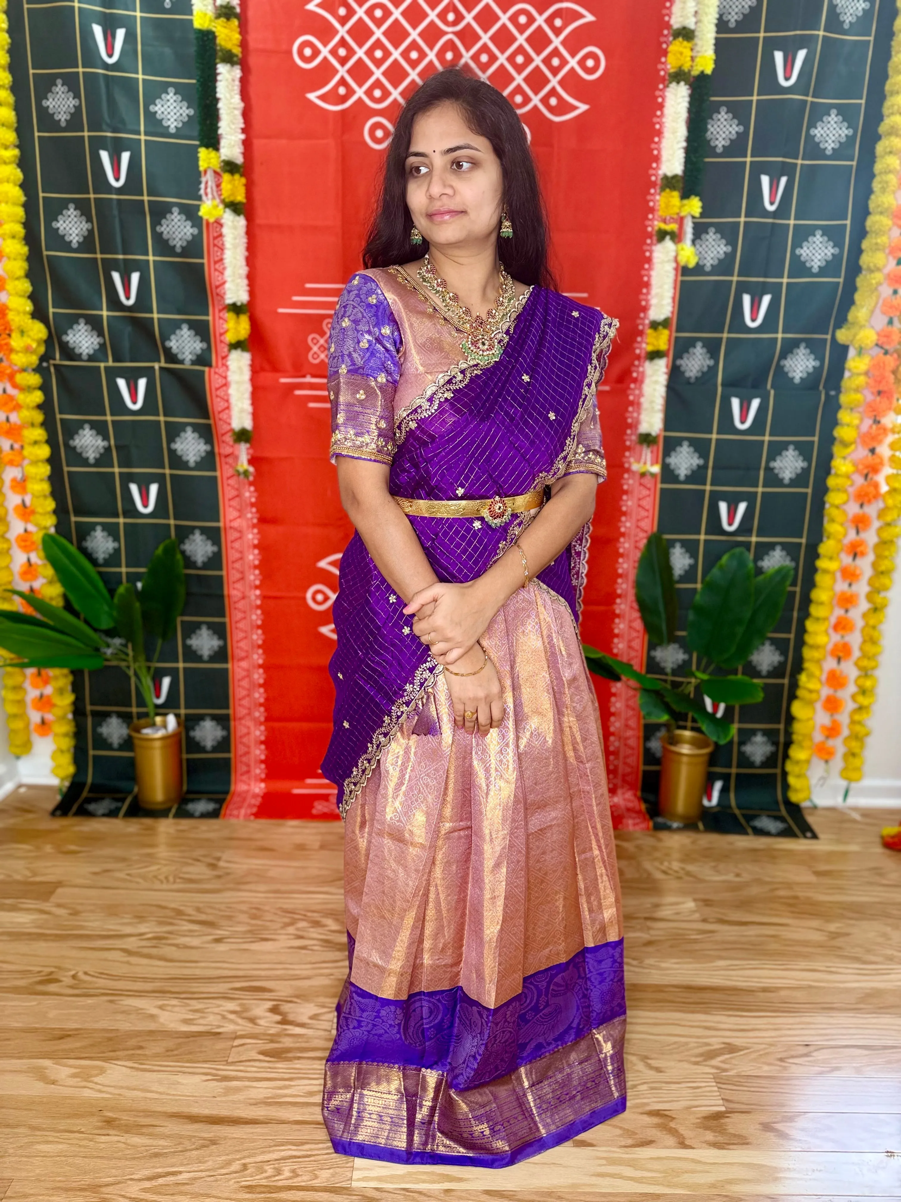 Teen/Adult Large - Semi Kanchipattu Brocade Lehanga Set