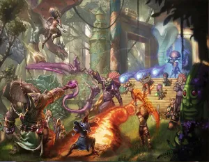 Temple Entrance Fight Canvas Art