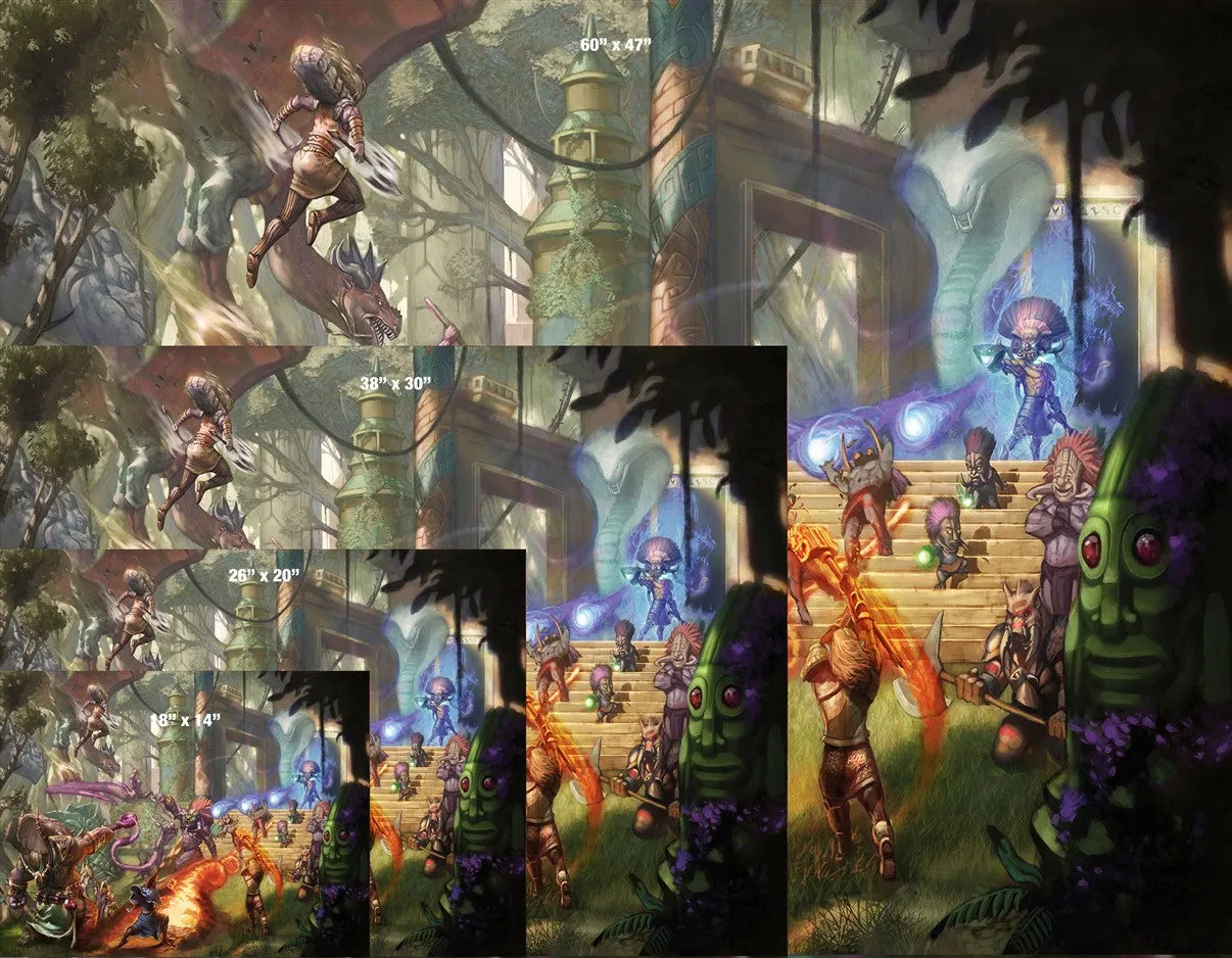 Temple Entrance Fight Canvas Art