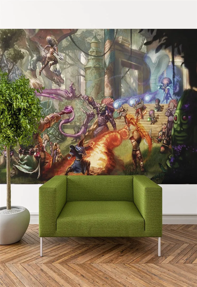 Temple Entrance Fight Canvas Art
