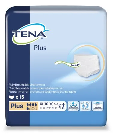 TENA Protective Underwear, Plus Absorbency X-Large, Waist/Hip 55" - 66"/Case ...