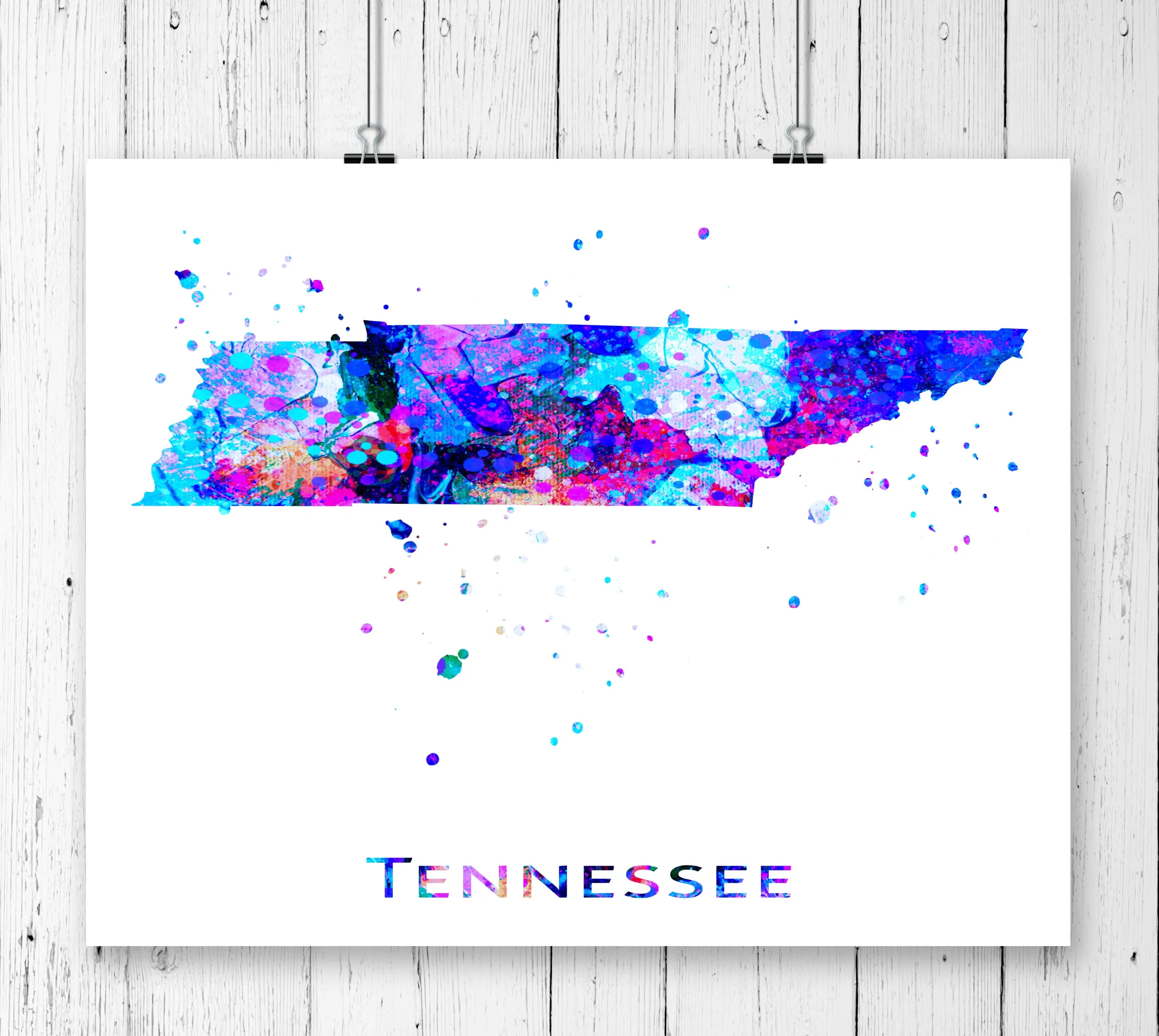 Tennessee Map Art Print - Unframed