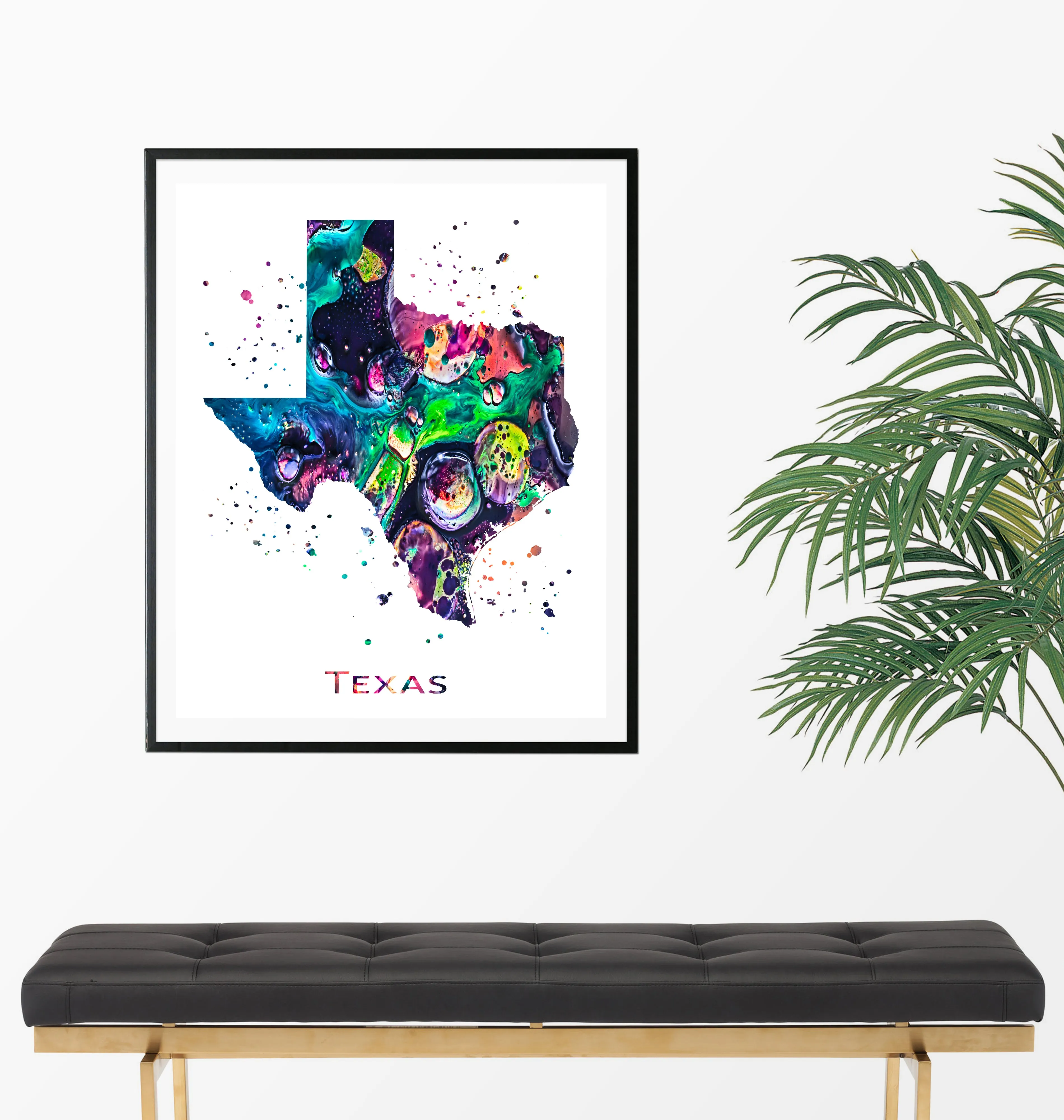 Texas Map Art Print - Unframed
