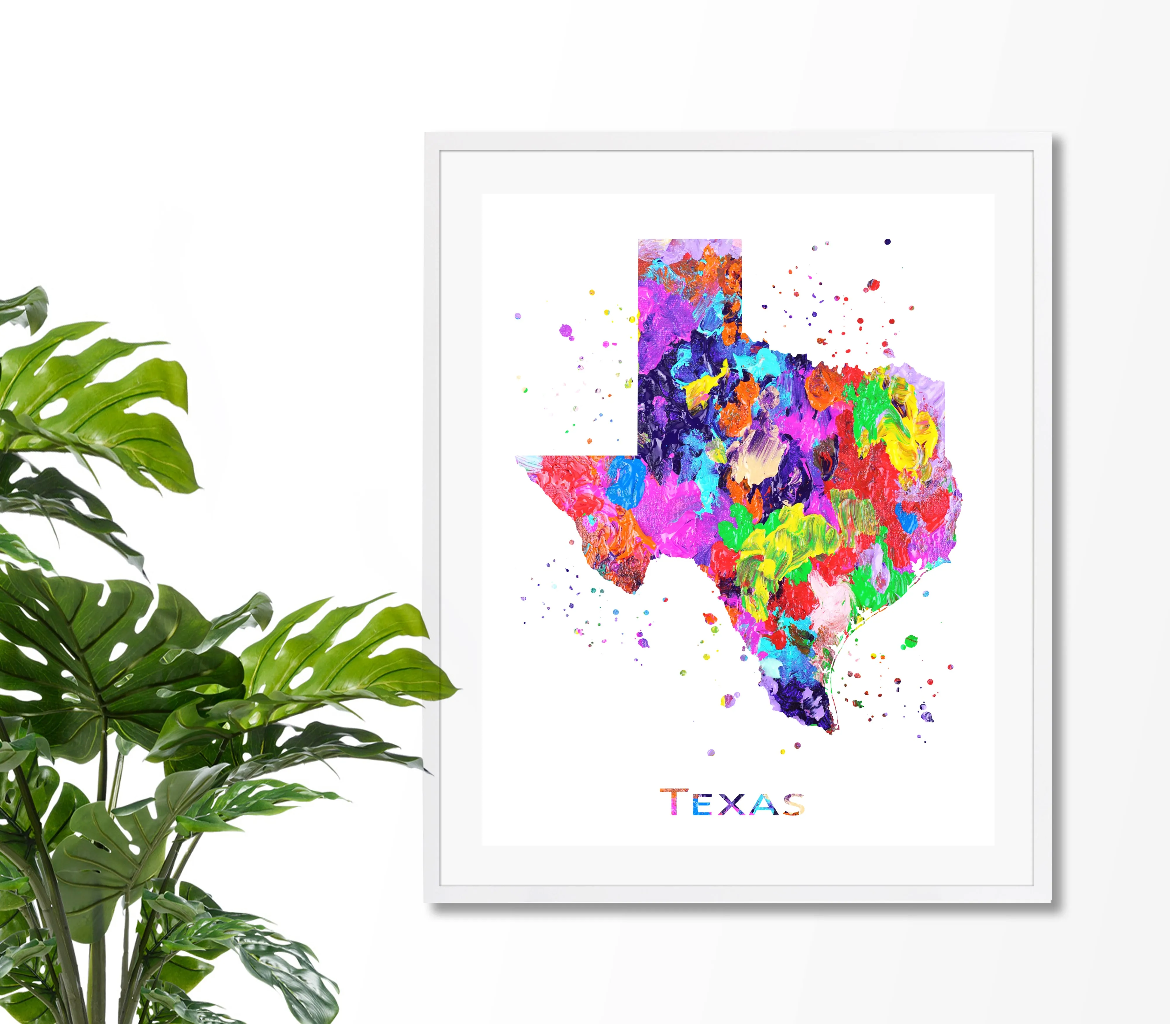 Texas Map Art Print - Unframed