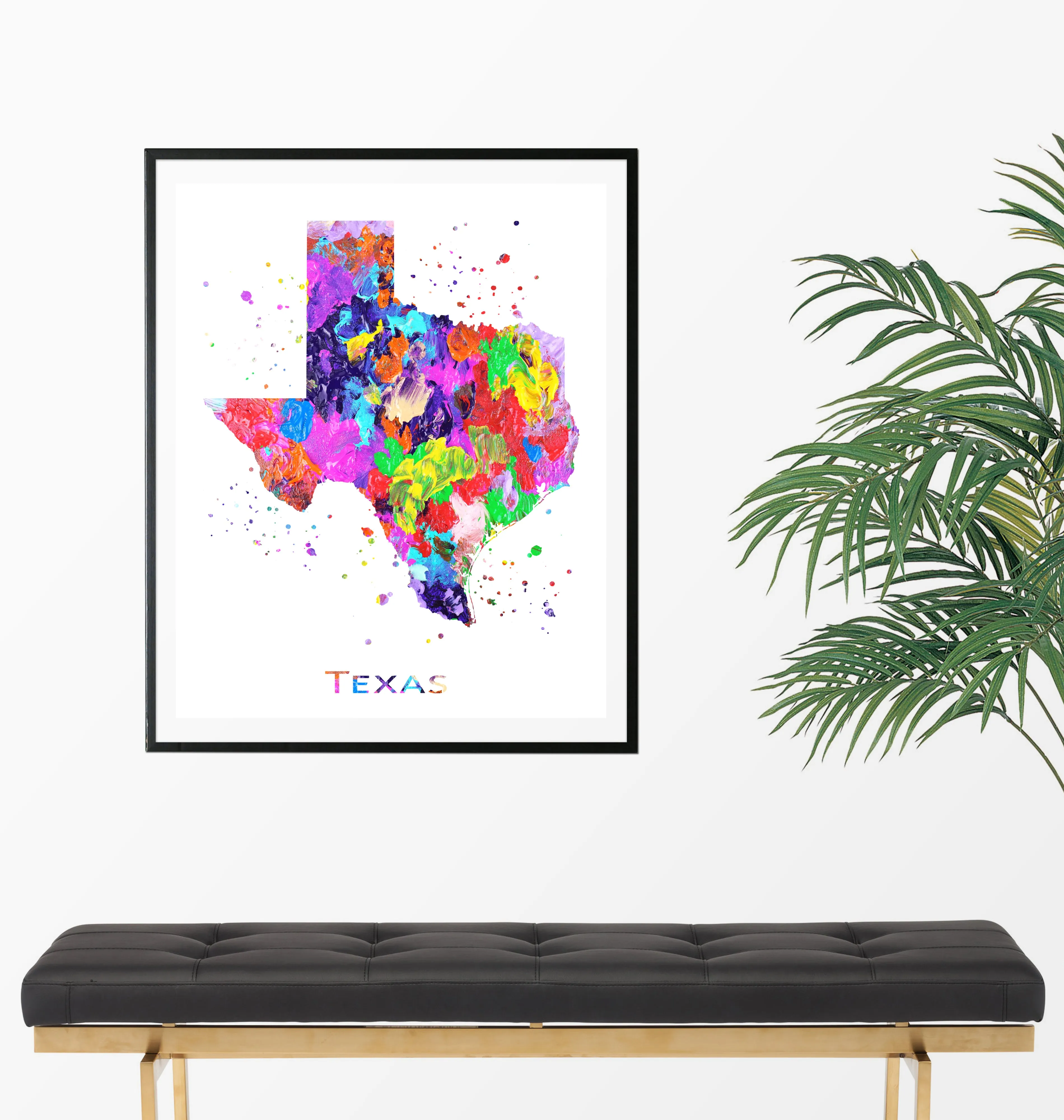 Texas Map Art Print - Unframed