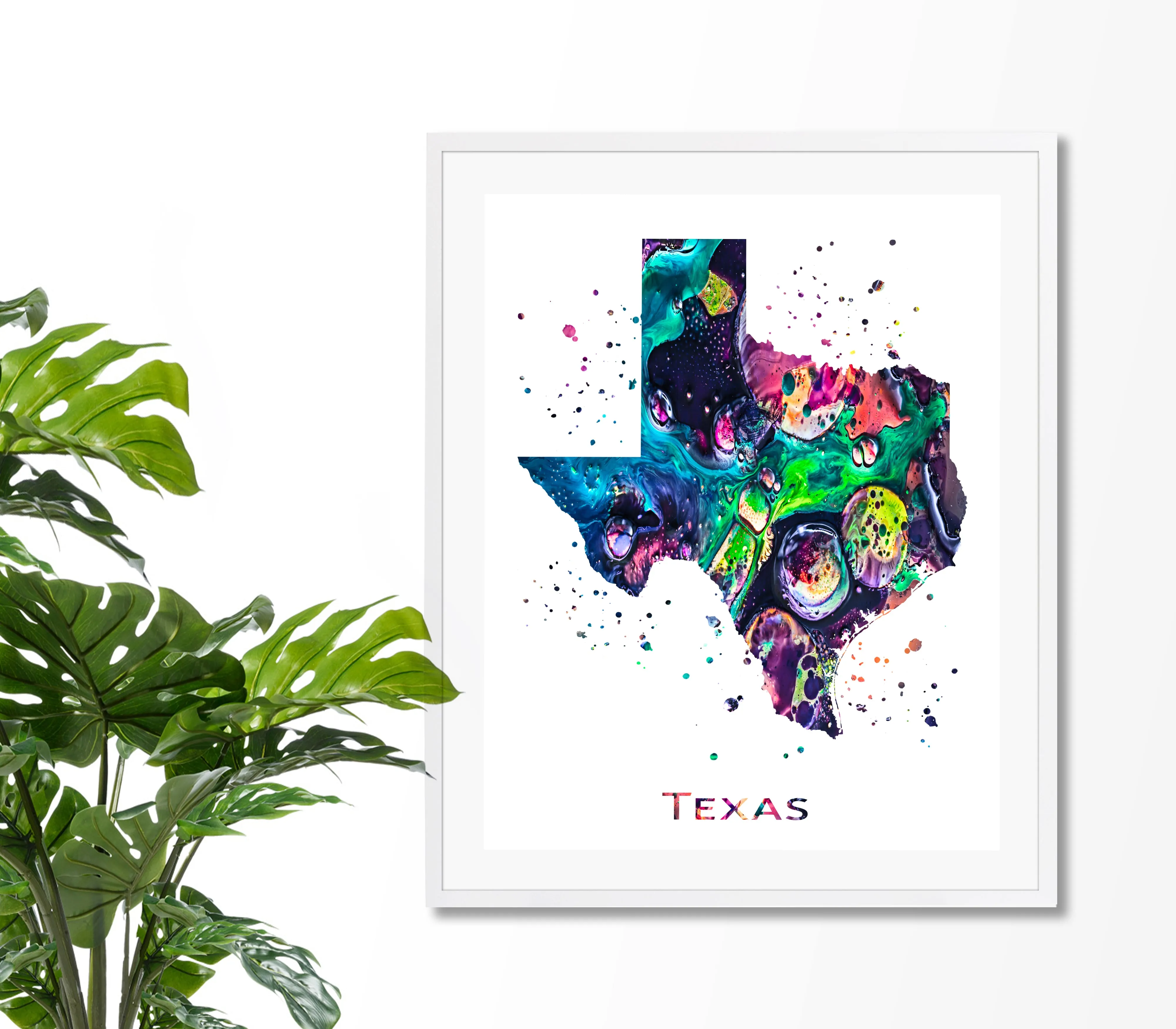 Texas Map Art Print - Unframed