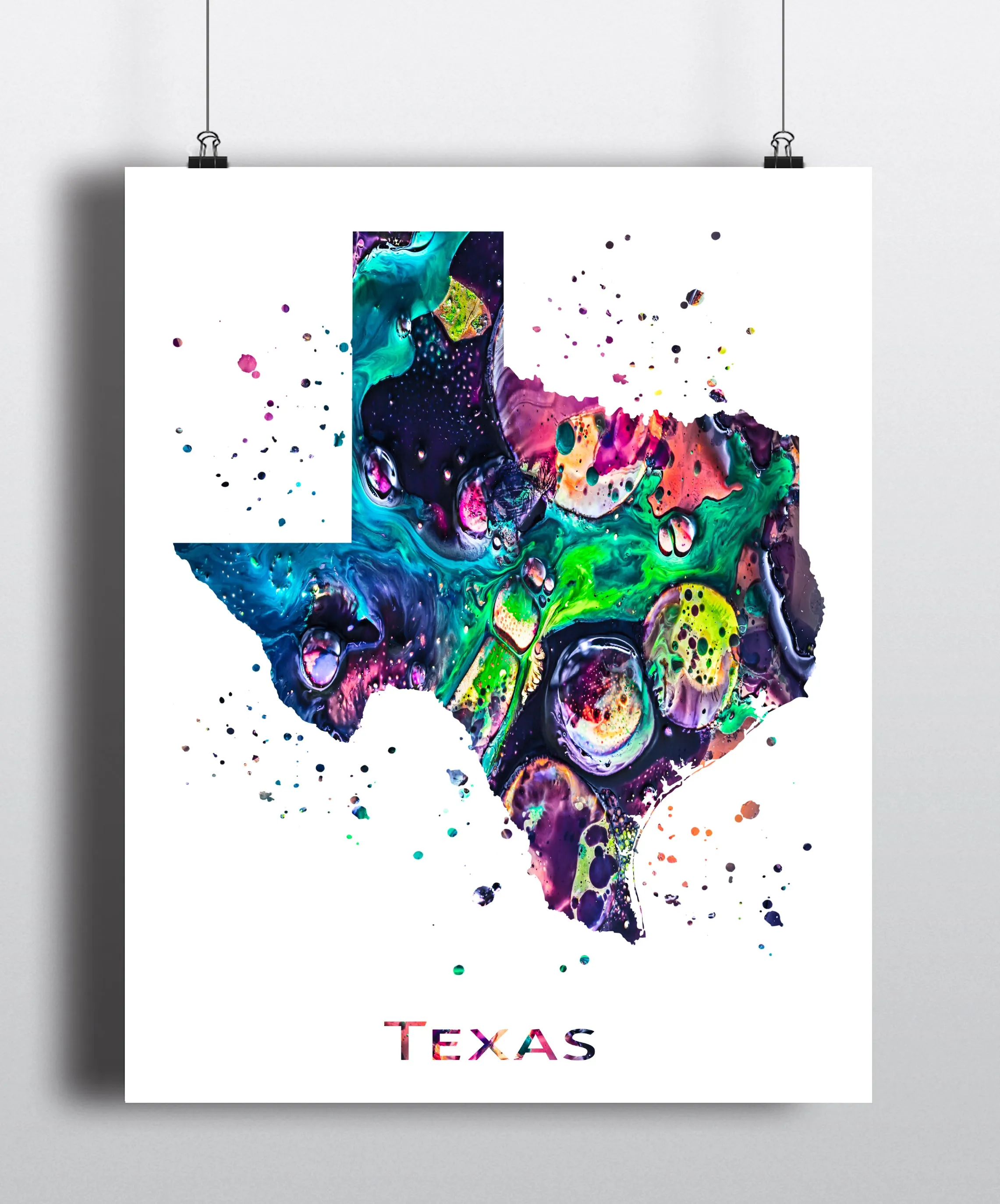 Texas Map Art Print - Unframed
