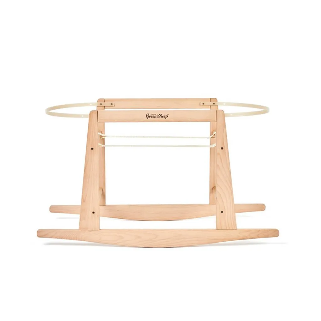 THE LITTLE GREEN SHEEP Quilted Moses Basket and Rocking Stand Bundle - Truffle Rice