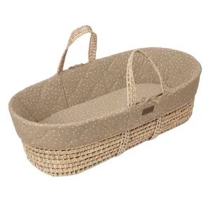 THE LITTLE GREEN SHEEP Quilted Moses Basket and Rocking Stand Bundle - Truffle Rice