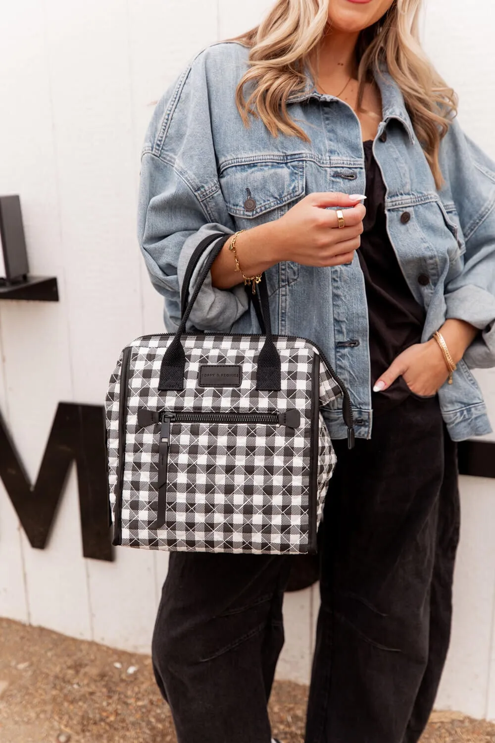the LUNCH BAG quilted Black Gingham