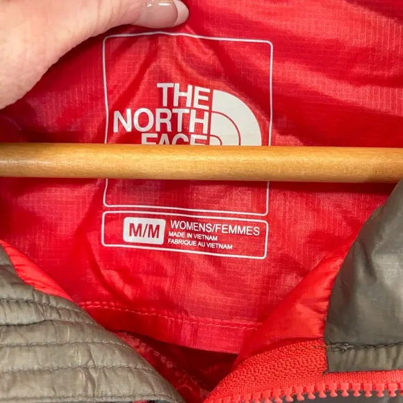The North Face Red and Gray Quilted Vest