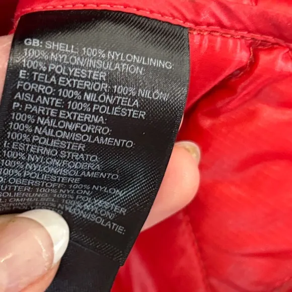 The North Face Red and Gray Quilted Vest