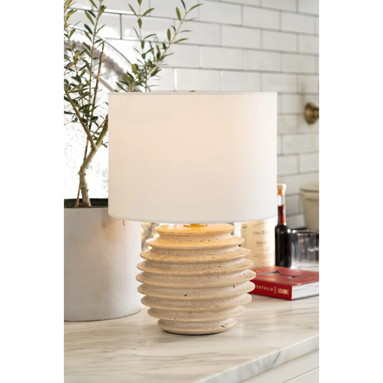 Thea Travertine Mini Lamp (Natural)