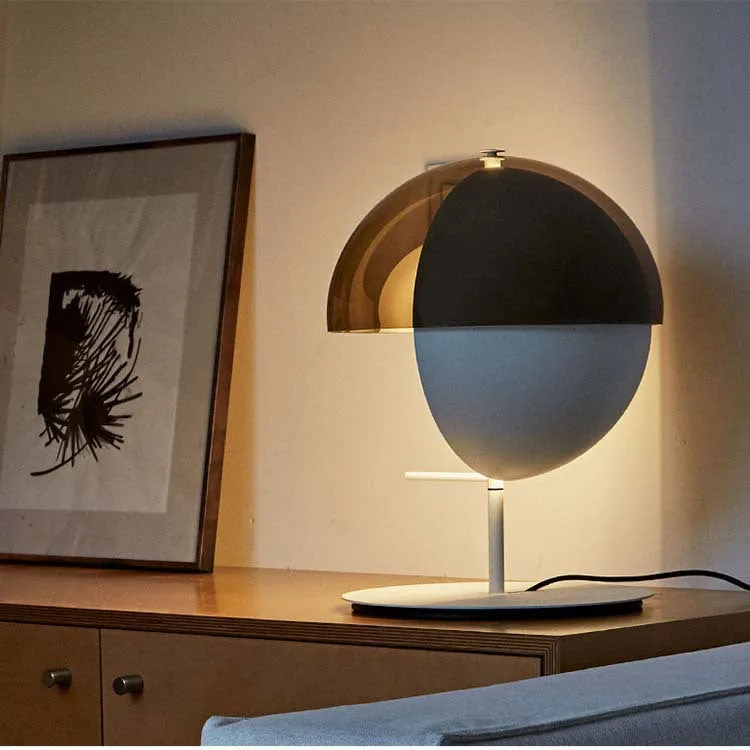 Thiea M Table Lamps for Living Room, Amber Glass Shade