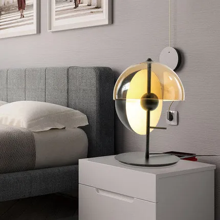 Thiea M Table Lamps for Living Room, Amber Glass Shade