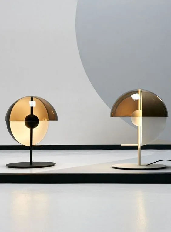 Thiea M Table Lamps for Living Room, Amber Glass Shade