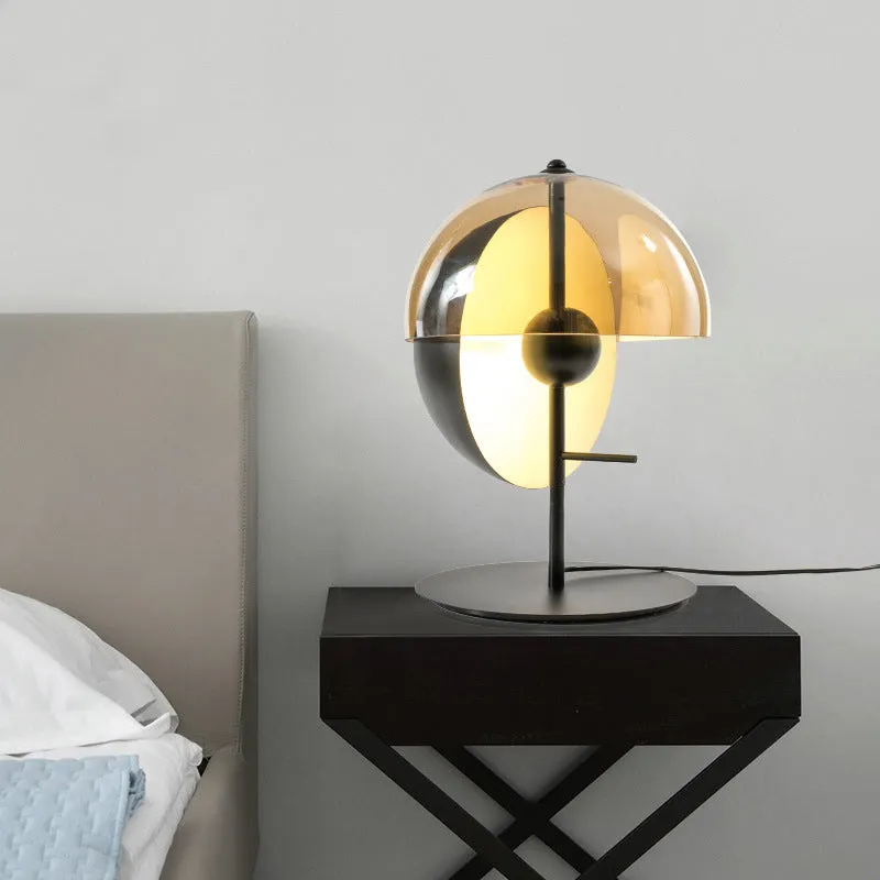 Thiea M Table Lamps for Living Room, Amber Glass Shade