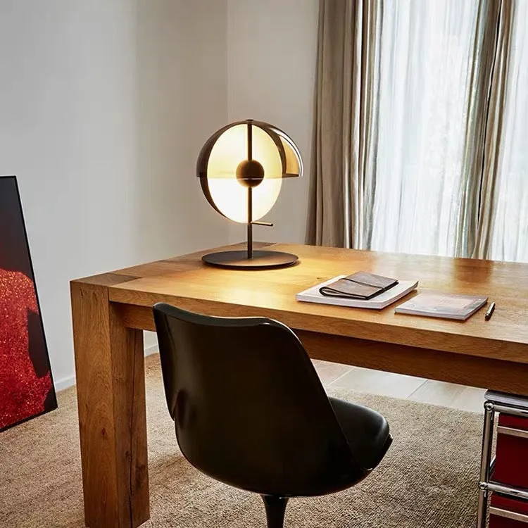Thiea M Table Lamps for Living Room, Amber Glass Shade