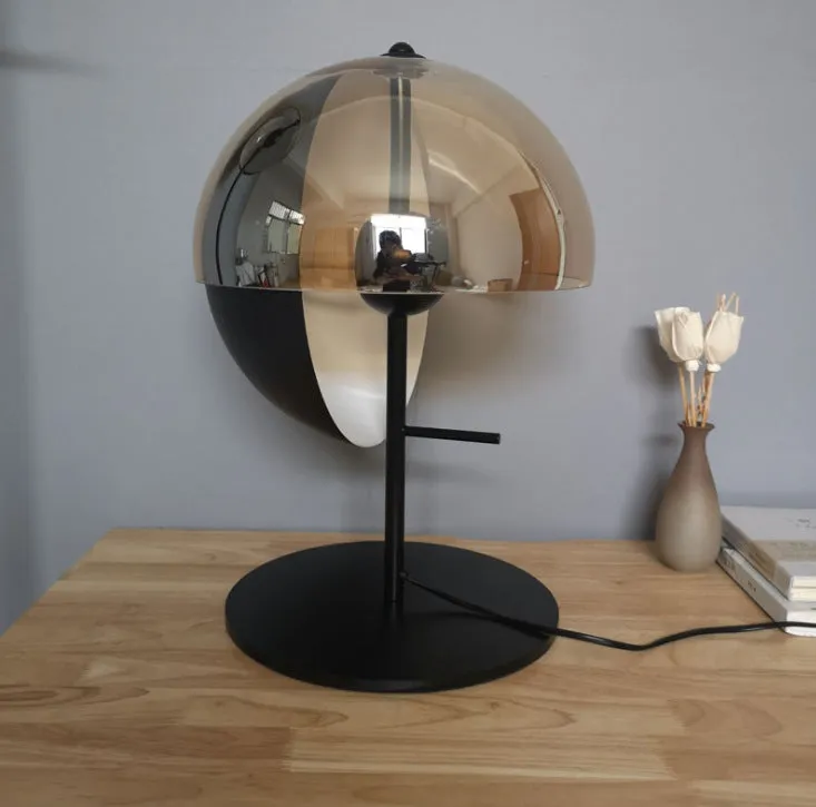Thiea M Table Lamps for Living Room, Amber Glass Shade