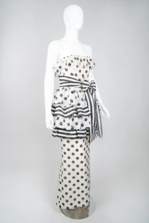 Tiered Polka Dot Peplum Gown