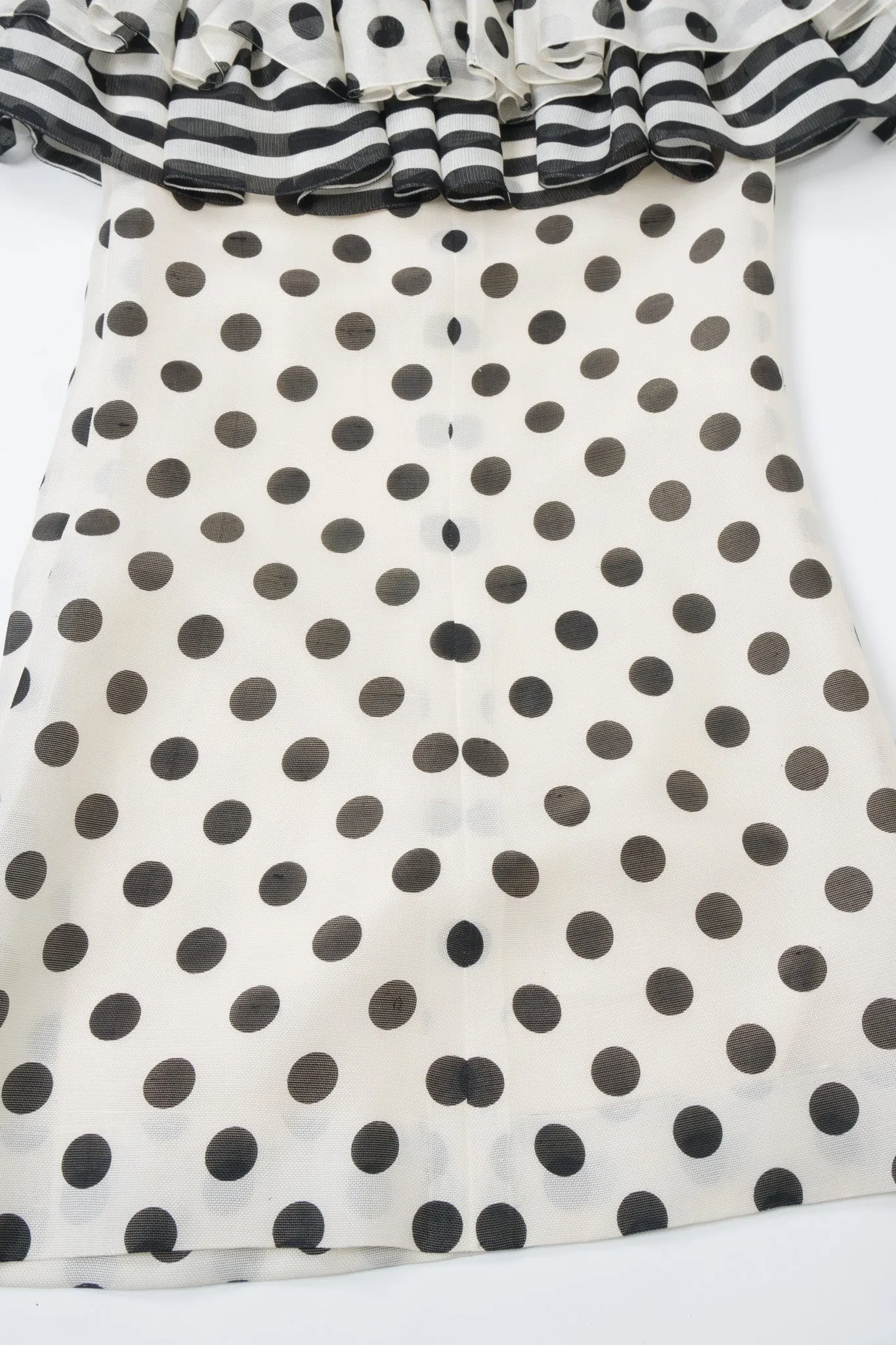 Tiered Polka Dot Peplum Gown