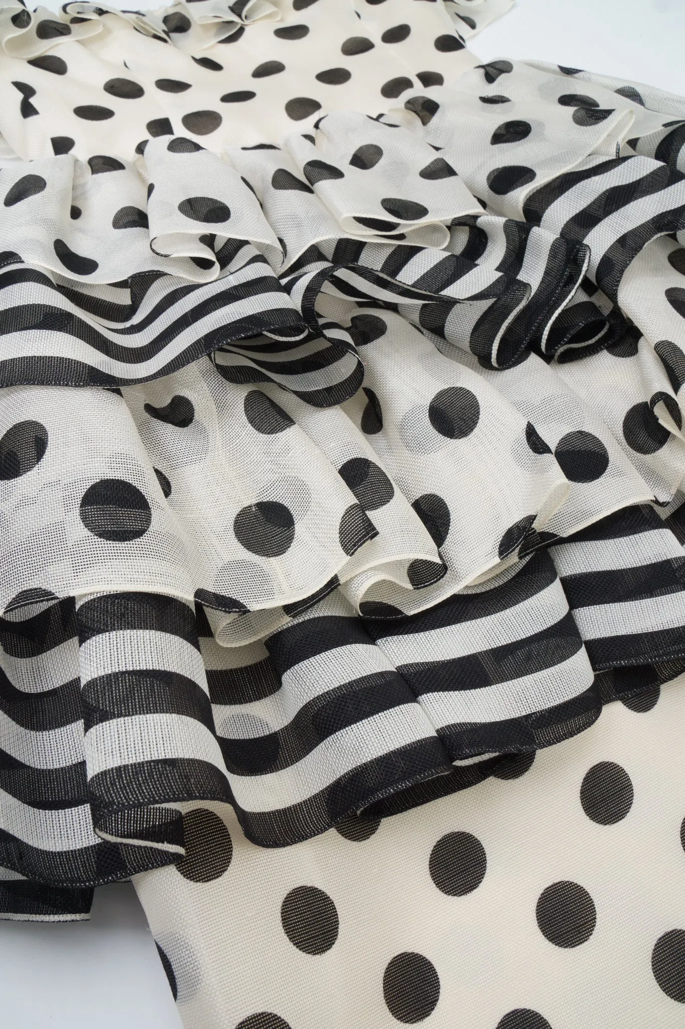 Tiered Polka Dot Peplum Gown