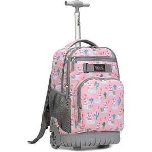 Tilami Pink Alpaca Print 18 inch Rolling Backpack