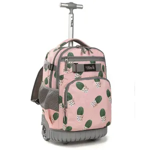 Tilami Pink Cactus 19 inch Rolling Backpack Kids Wheeled Backpack