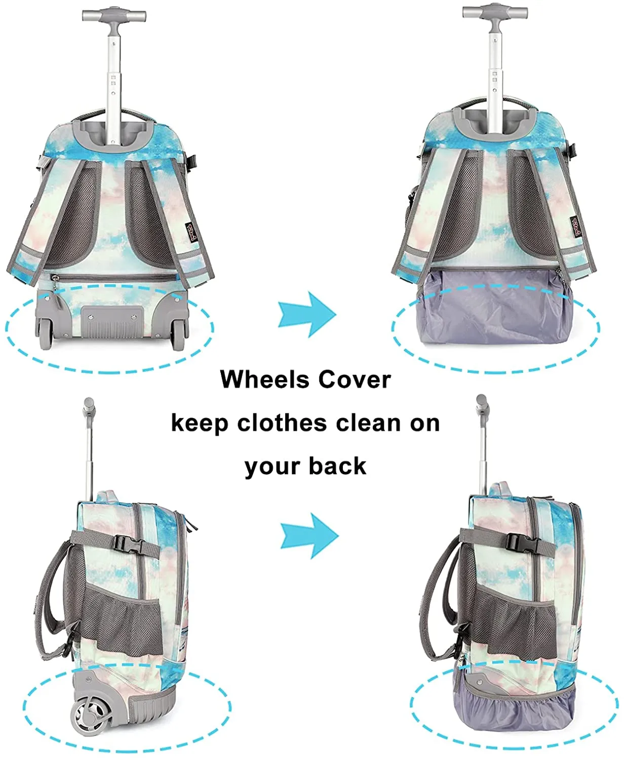 Tilami Yellow Seaside 18 inch Kids Rolling Backpack