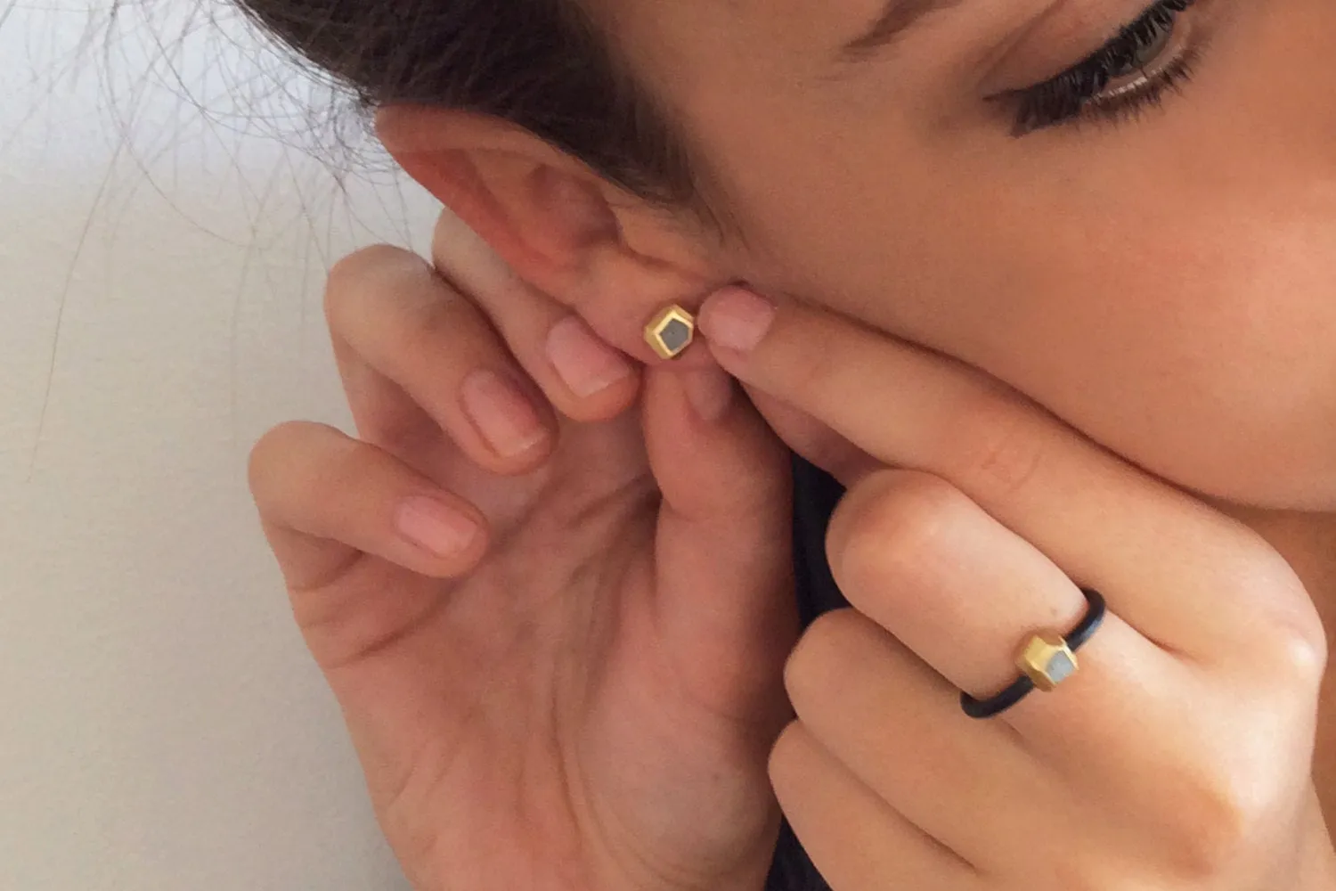 Tiny everyday gold & concrete nugget posts