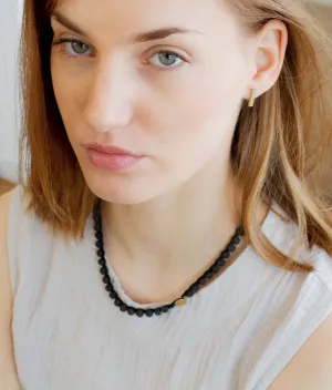 Tiny line gold & concrete bar earrings