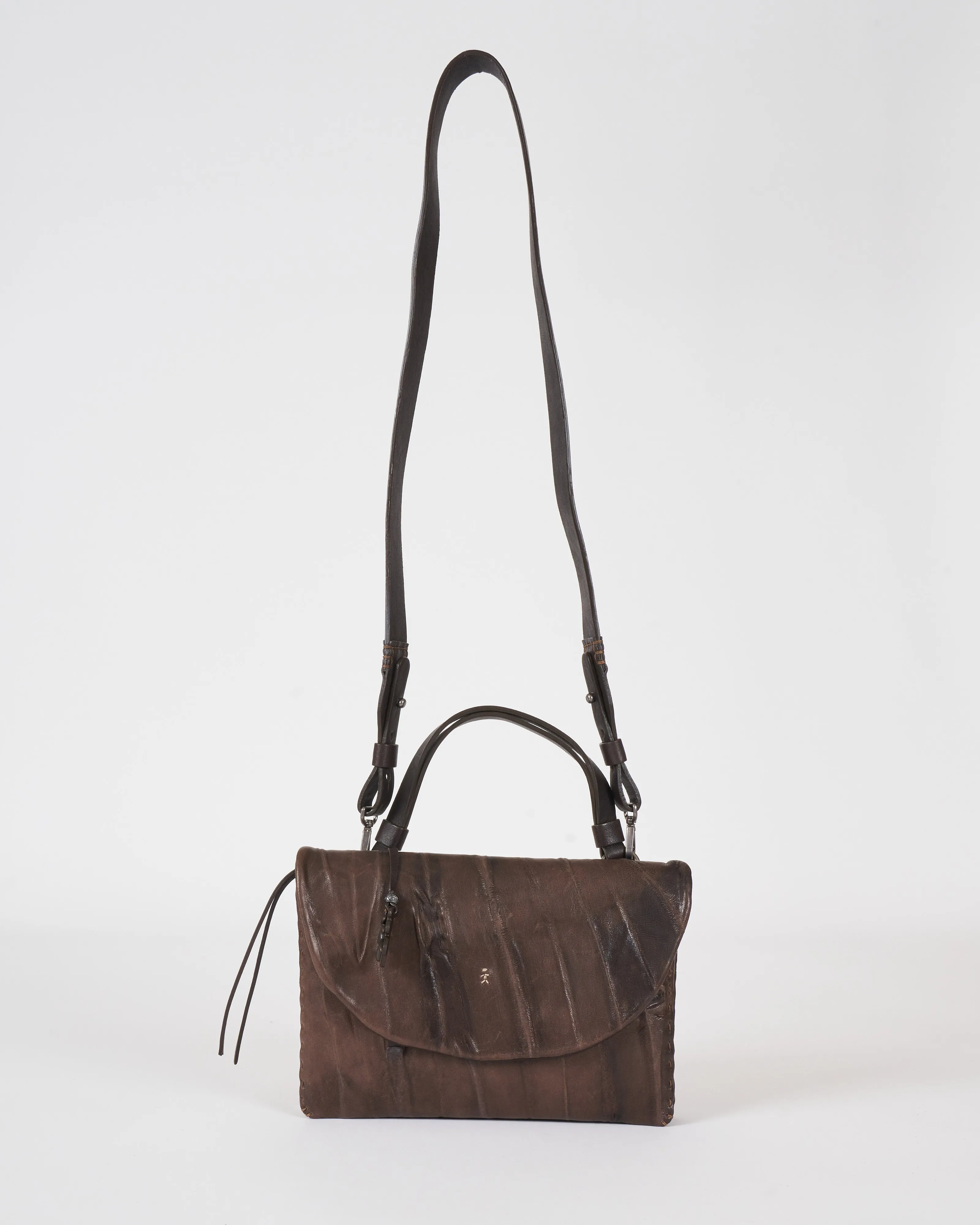 top handle/crossbody - plissettato castagno